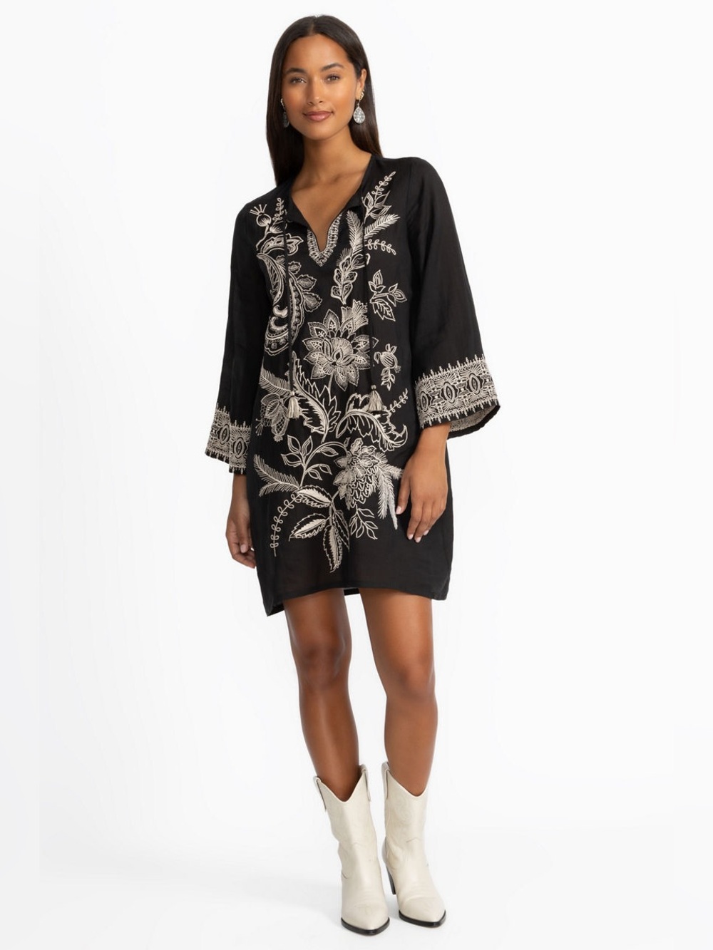 Johnny Was Kimono Sleeve Relaxed Dress Embroidered L - Picture 2 of 16